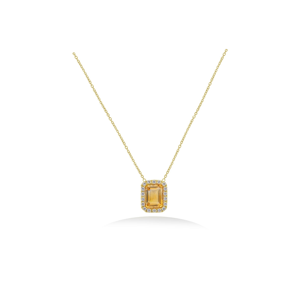 Diamond Chain Necklace with Citrine Emerald Cut