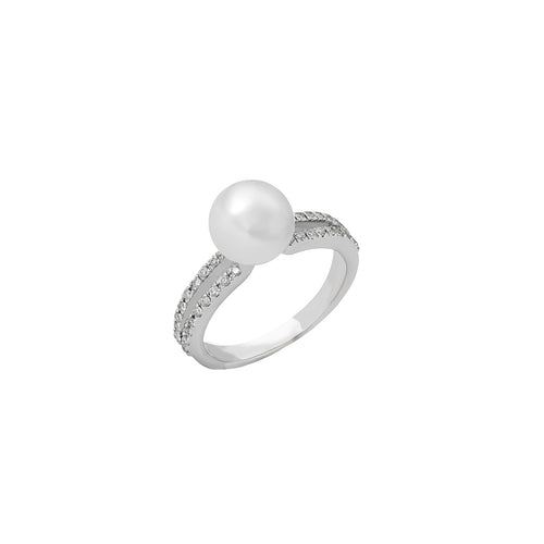 Sea Pearl double shank Diamond Ring