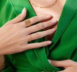 Diamond Chain Ring (Allah "الله") in 18K Yellow Gold