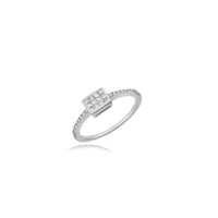 Diamond Square Frame Engagement Ring in 18K Gold