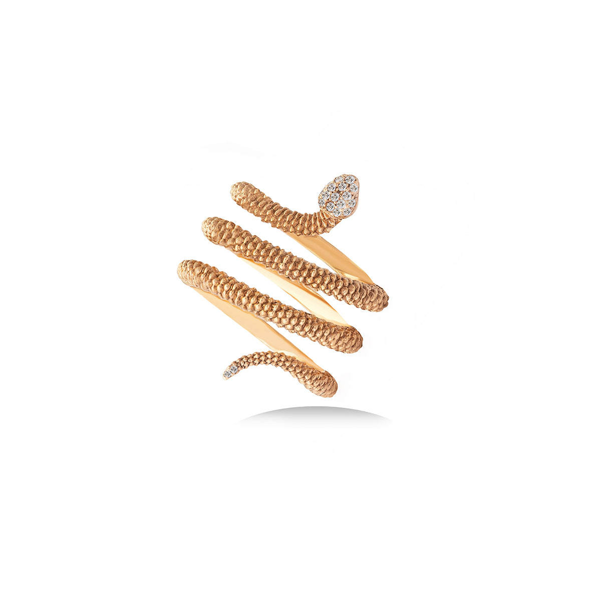 Diamond Snake Ring In 18K Rose Gold