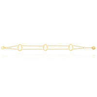 Hamsa Hand Chamrs Tow layers Chian Bracelet in 18k Yellow Gold