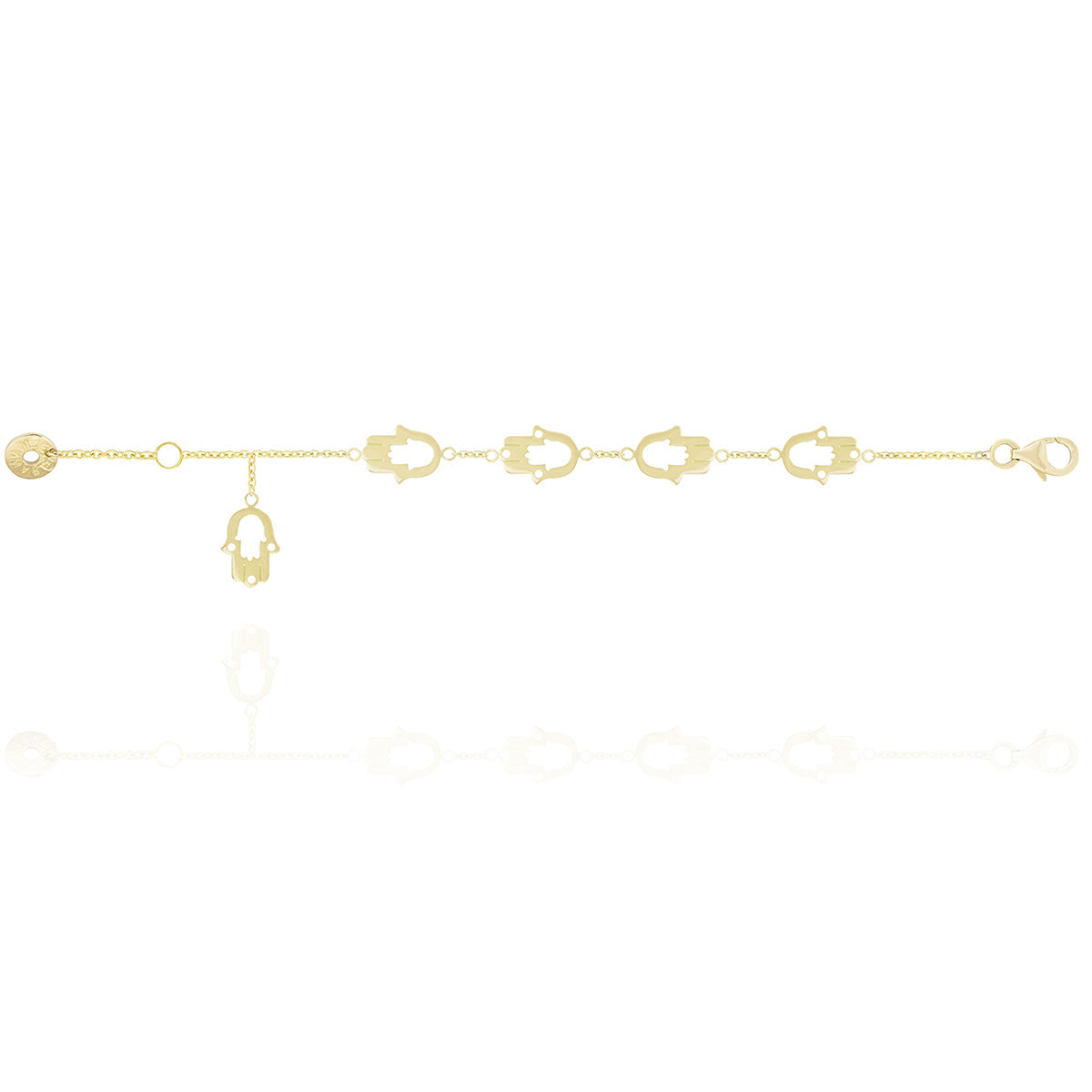 Chain Bracelet With Hamsa Charms in 18k Yellow Gold