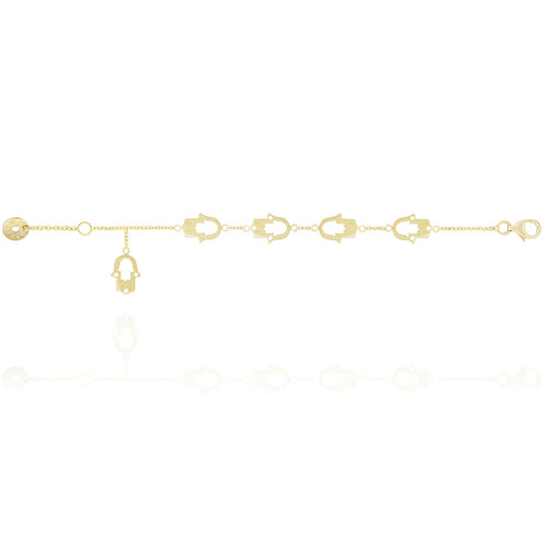 Chain Bracelet With Hamsa Charms in 18k Yellow Gold | El Mawardy Jewelry 