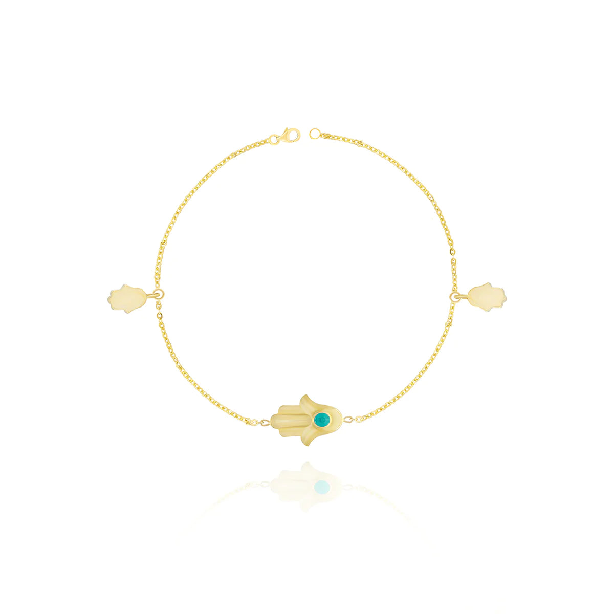 Hamsa Hand Charms Bracelet in 18k Yellow Gold