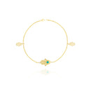 Hamsa Hand Charms Bracelet in 18k Yellow Gold