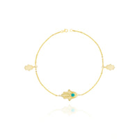 Hamsa Hand Charms Bracelet in 18k Yellow Gold