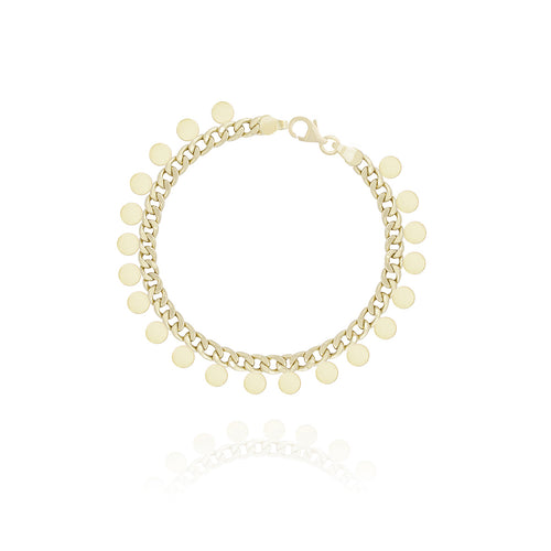 Cuban Curb Bracelet with charms in 18k Yellow Gold
