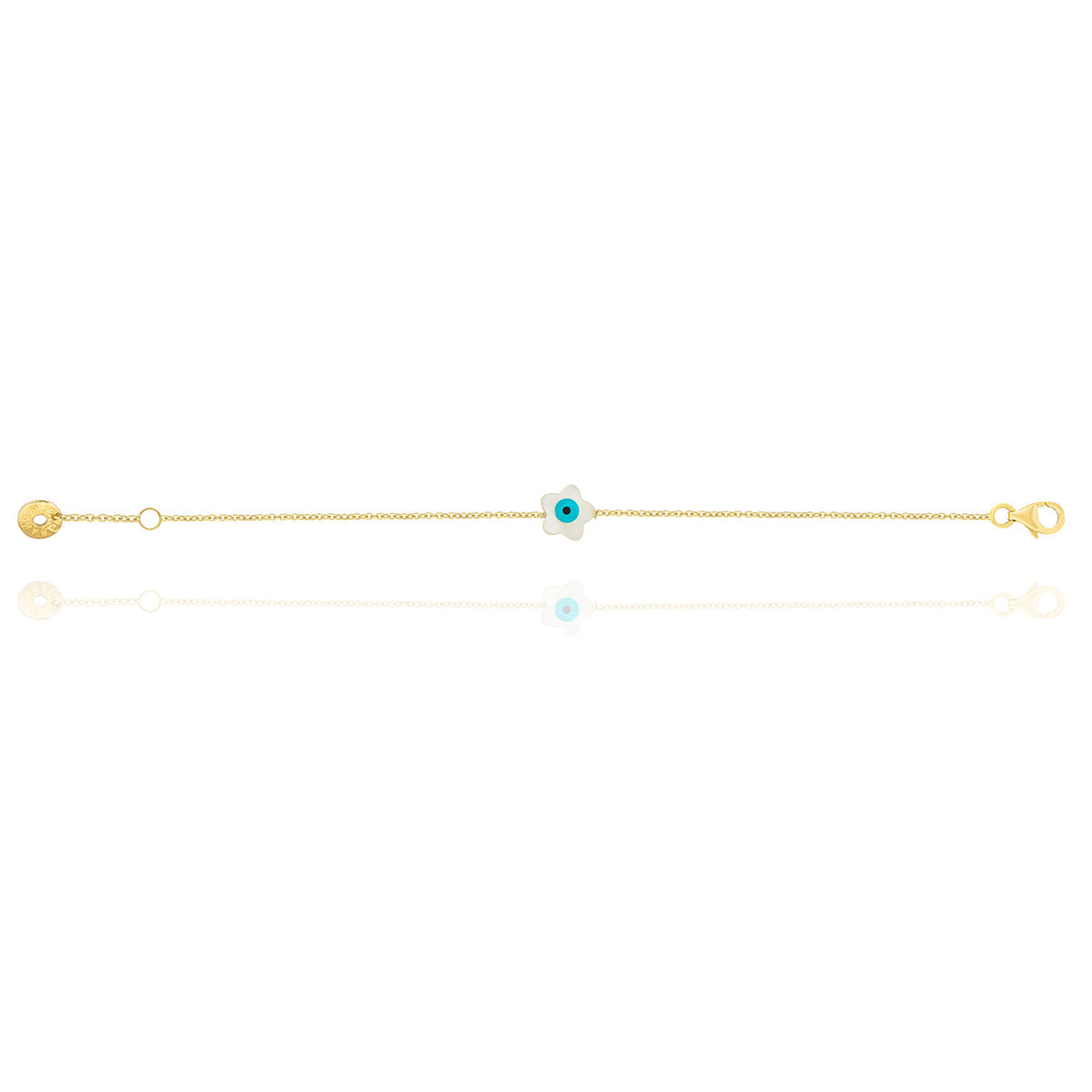 Evil eye with Star shape Enamel Bracelet in 18k Yellow Gold