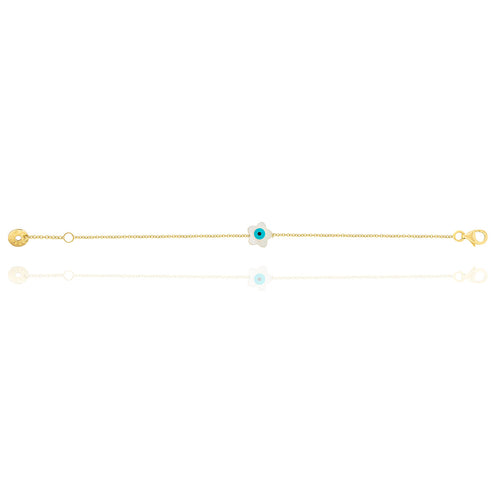 Evil eye with Star shape Enamel Bracelet in 18k Yellow Gold