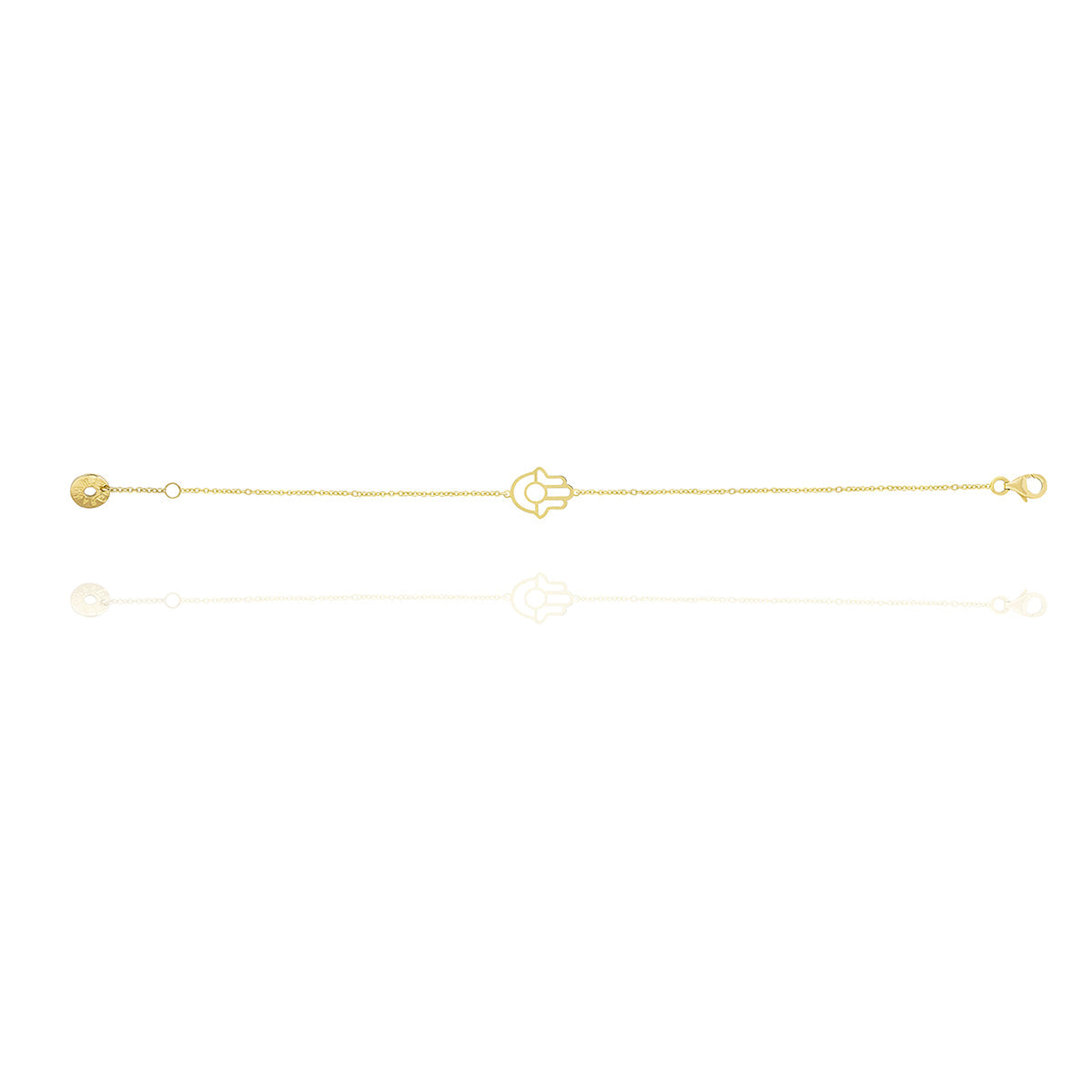 Hamsa Hand Chain Bracelet in 18k Yellow Gold