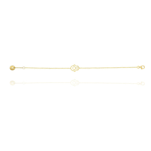Hamsa Hand Chain Bracelet in 18k Yellow Gold