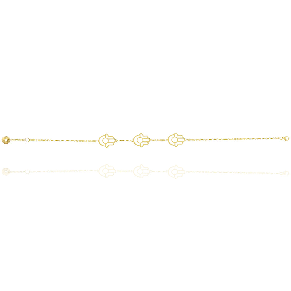 Hamsa Hand  Charms Chain Bracelet in 18k Yellow Gold