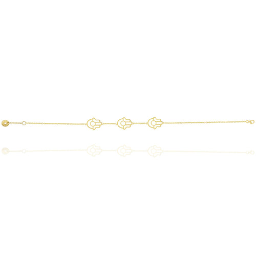Hamsa Hand  Charms Chain Bracelet in 18k Yellow Gold