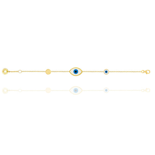 Enamel Evil Eye Chain Bracelet in 18k Yellow Gold
