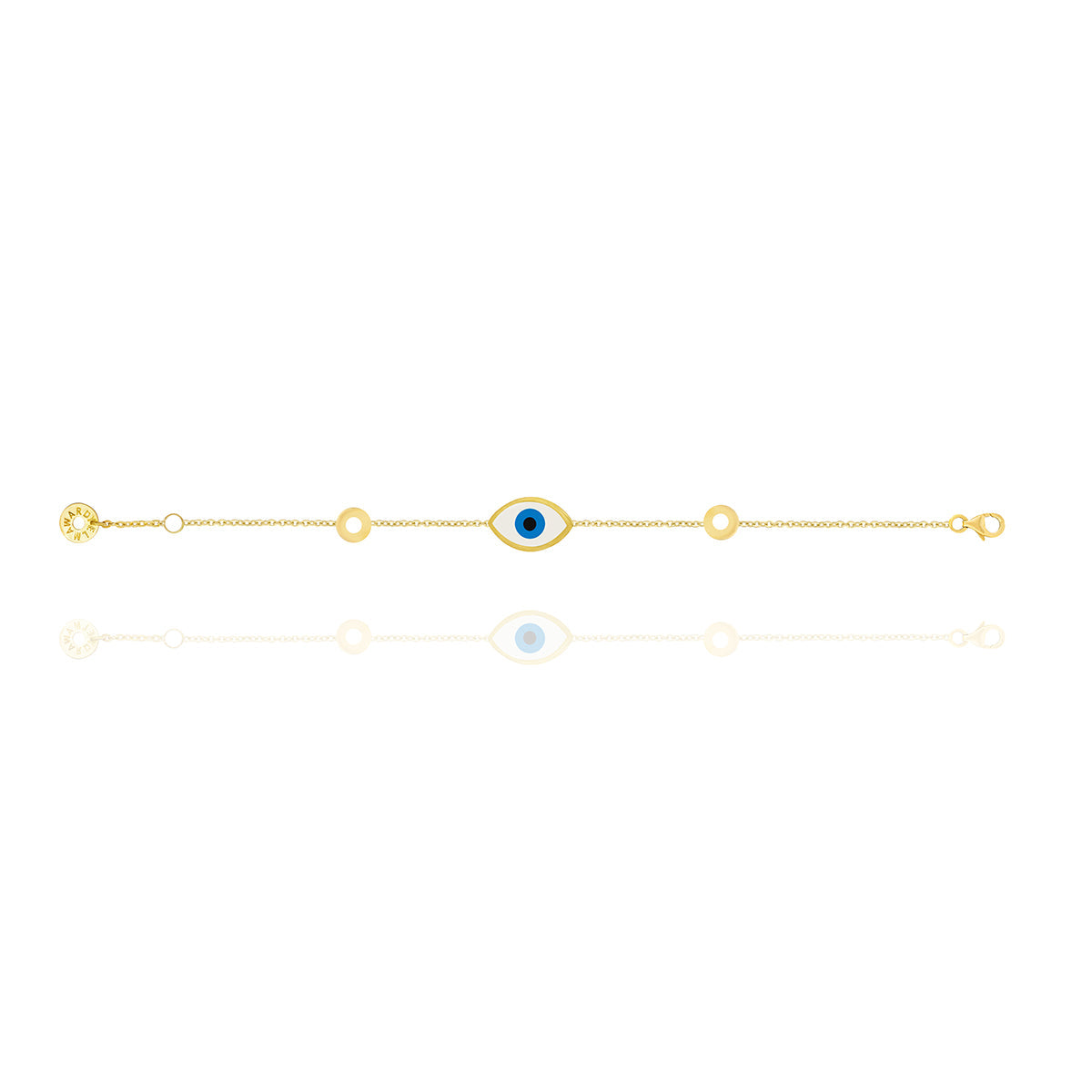 Enamel Evil Eye Chain Bracelet in 18k Yellow Gold