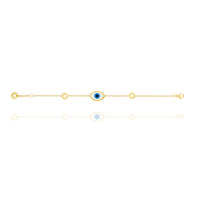 Enamel Evil Eye Chain Bracelet in 18k Yellow Gold