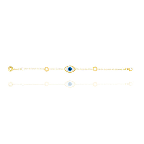 Enamel Evil Eye Chain Bracelet in 18k Yellow Gold
