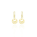 Crescent and star Drop Earrings in 18k Yellow Gold
