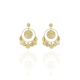 Hammered Egyptian Oriental Hoop Earrings in 18k Yellow gold