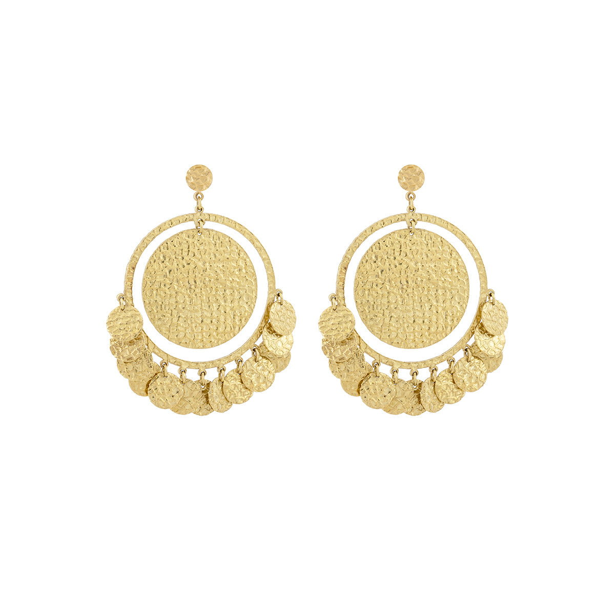 Coin Drop Earrings in 18K Yellow gold