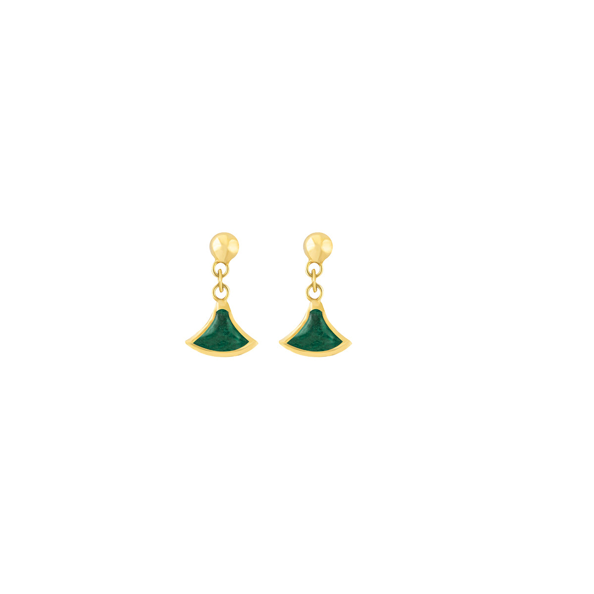 Fan Shaped Dangle Earrings in 18K Yellow Gold