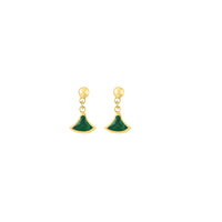 Fan Shaped Dangle Earrings in 18K Yellow Gold