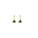 Fan Shaped Dangle Earrings in 18K Yellow Gold