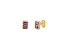 Emerald Cut Purple Stud Earrings in 18K Yellow Gold