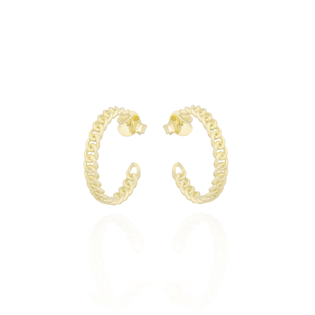 Cuban Chain Hoop Earrings in 18k Yellow Gold