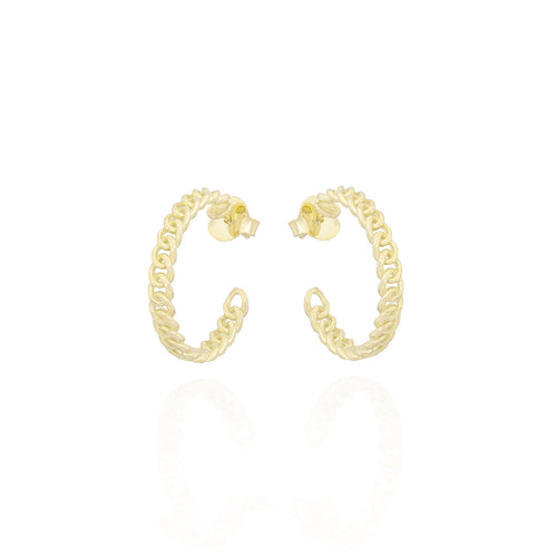 Cuban Chain Hoop Earrings in 18k Yellow Gold