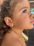 Green Candy Heart Earrings