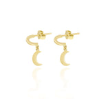 Golden Night Sky: Elegant Crescent Moon Earrings in 18K Gold