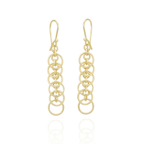 Circle Drop Chandelier Earrings in 18k Yellow Gold | El Mawardy Jewelry 
