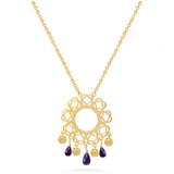Pendant Necklace With Colorful Stones In 18K Gold