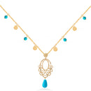 Pendant Necklace With Colorful Stones In 18K Gold