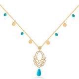 Pendant Necklace With Colorful Stones In 18K Gold