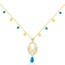 Pendant Necklace With Colorful Stones In 18K Gold