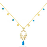 Pendant Necklace With Colorful Stones In 18K Gold