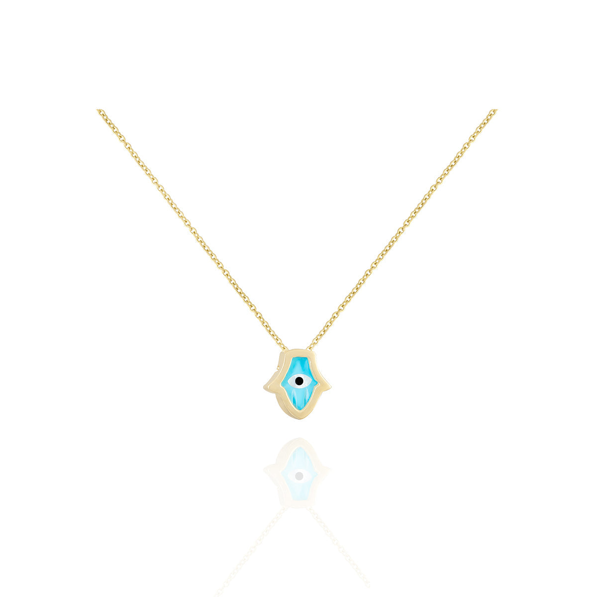 Hamsa Chain Necklace in 18k Yellow gold