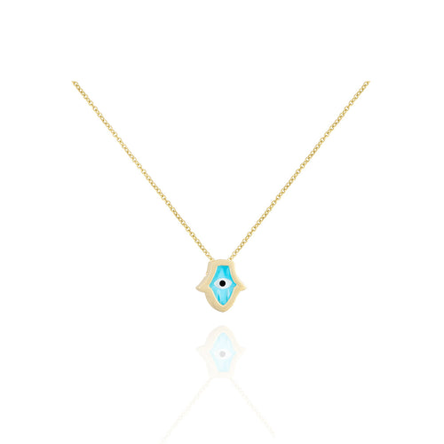 Hamsa Chain Necklace in 18k Yellow gold | El Mawardy Jewelry 