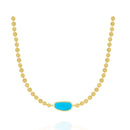 Turquoise Pendant With Hammered Gold Coins | El Mawardy Jewelry 