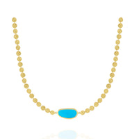 Turquoise Pendant With Hammered Gold Coins
