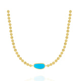 Turquoise Pendant With Hammered Gold Coins | El Mawardy Jewelry 