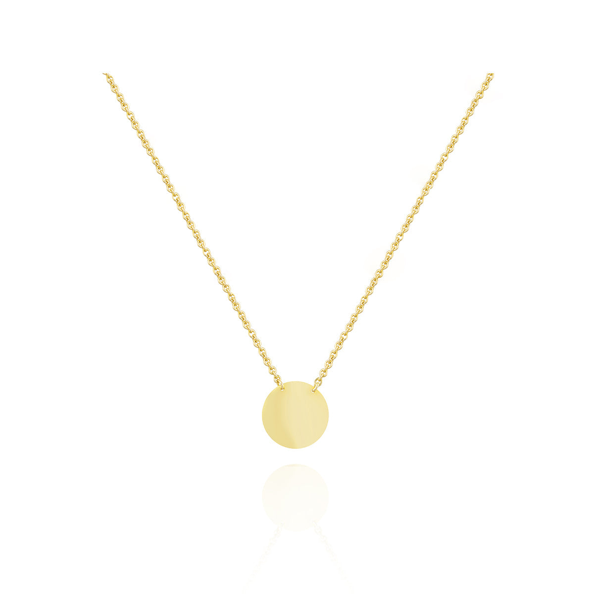 Plain Disc Pendant Necklace in 18k Gold