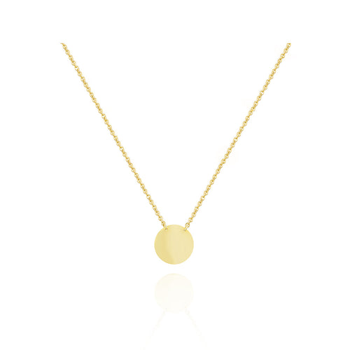 Plain Disc Pendant Necklace in 18k Gold