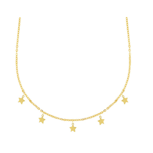 Star Cascade Princess Necklace in 18K Yellow Gold