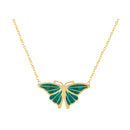 Green Butterfly Necklace in 18K Yellow Gold