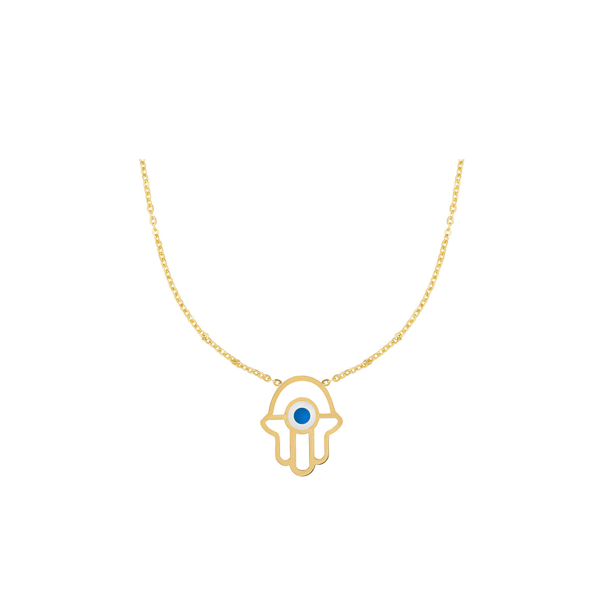 Hamsa Hand Necklace gemstone in 18K Yellow gold