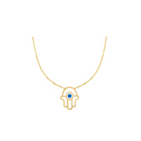 Hamsa Hand Necklace gemstone in 18K Yellow gold